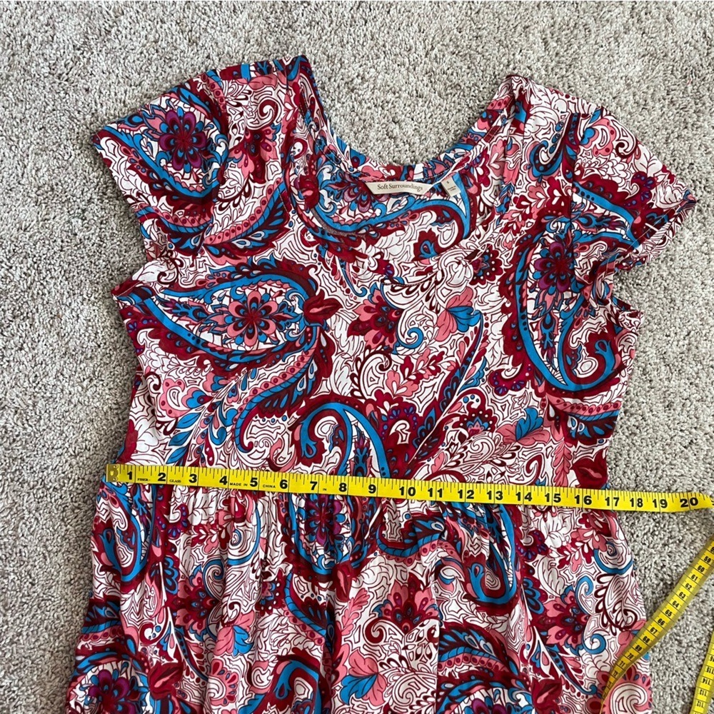 Soft Surroundings Red Blue Paisley Tiered Viscose Maxi Dress Small - Picture 12 of 14